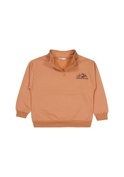 Civil Boys Mountaın Baskılı 6-9 Yaş Sweatshirt - Turuncu Tarçın