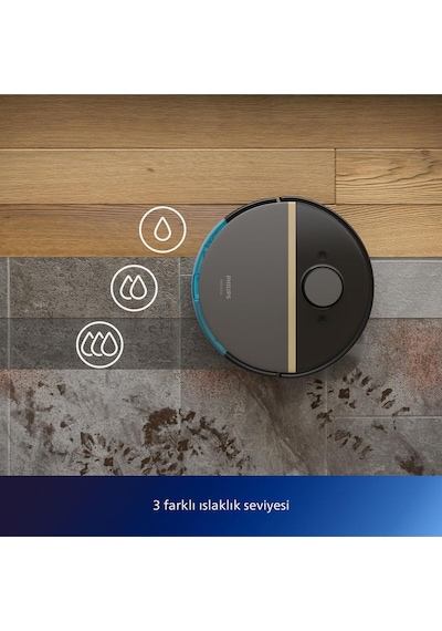 Philips Homerun 7000 Serisi Aqua XU7000/01 Akıllı Robot Süpürge Siyah - Gold (Teşhir)
