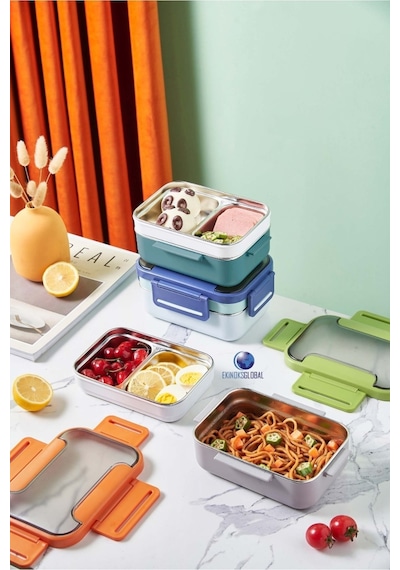 Vagonlife BL20182 Turuncu Lunch Box Çift Katmanlı Paslanmaz Çelik Öğle Yemeği Kutusu Turuncu Bl20182