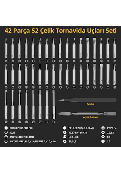 Mioji Ps49 500mah 180r/dk 5 Kademeli 42 Parça Şarjlı Tornavida Seti