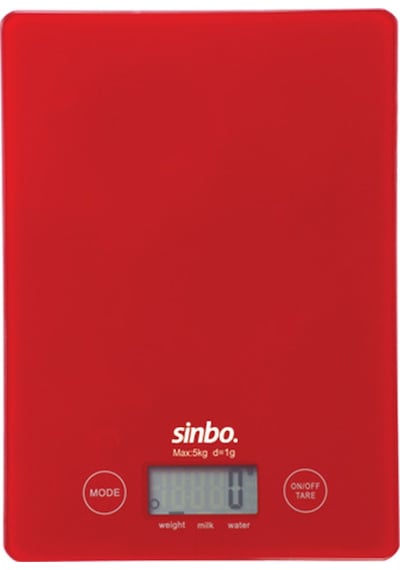 Sinbo Sks-4519 Dijital Hassas Led Göstergeli Cam Gövde Kırmız Mutfak Tartısı