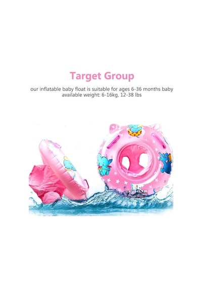 0-3 Yaş 50 Cm Pembe Oturaklı Bebek Şişme Deniz Simidi, Çocuk Deniz Can Simidi, Bebek Yüzme Koltuğu Pembe