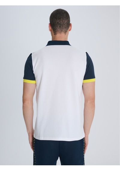 Erkek Trıbun Şerit Detaylı Polo Beyaz