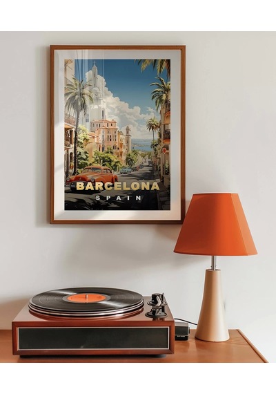 Çerçevesiz Poster Şehir Ve Deniz Uyumu Barcelo