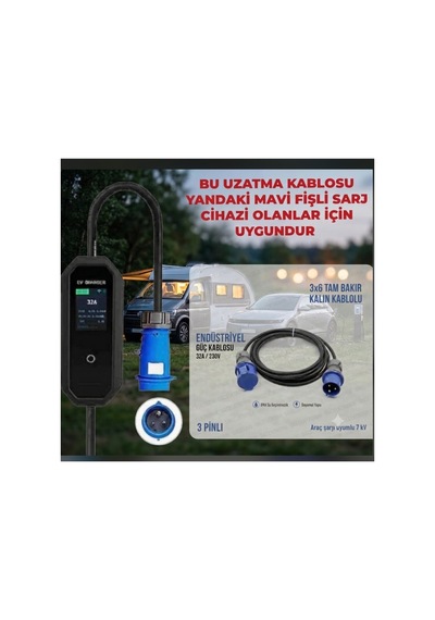 Karavan Ve Araç Şarj Cihazı 3x6mm 8 Metre Hes Kablolu Uzatma Seyyar 3.8kw İle 11kw Mutlusan Mavi Fişli Uzatma Seyyar - 888640589 Karavan Ve Araç Şarj Cihazı 3x6mm 8 Metre Hes Kablolu Uzatma Seyyar 3.8kw İle 11kw Mutlusan Mavi Fişli Uzatma Seyyar - 888640589