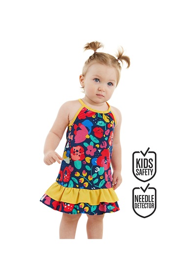 Denokids Çiçekli Kız Bebek Poplin Elbise