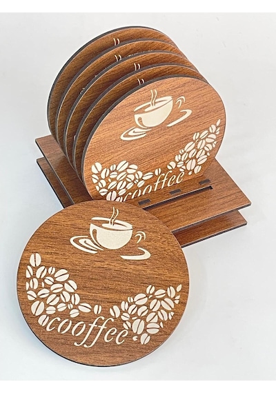 6 Lı Mdf Bardak Altlığı Dekoratif Ecceca1001 Karışık