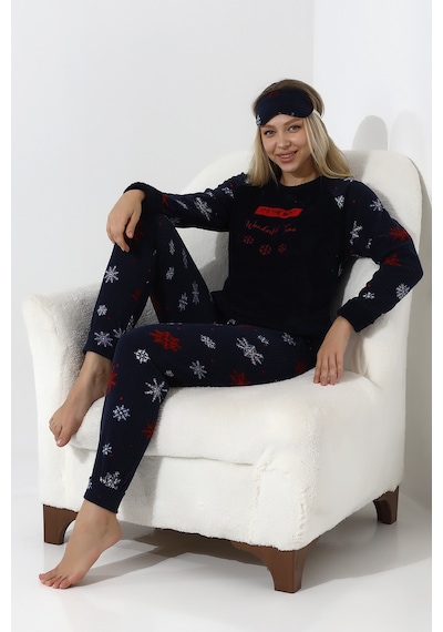 Fawn 5009 Peluş Welsoft Polar Kışlık Yumoş Kadın Pijama Takımı Lacivert Fawn 5009 Peluş Welsoft Polar Kışlık Yumoş Kadın Pijama Takımı Lacivert