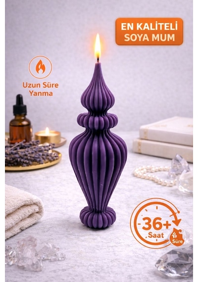 Dekoratif Lüks Soya Mum,el Yapımı Doğal Mum,uzun Yanma Süreli Modern Ev Hediyesi,ev Süsü Mor 210 G Mor