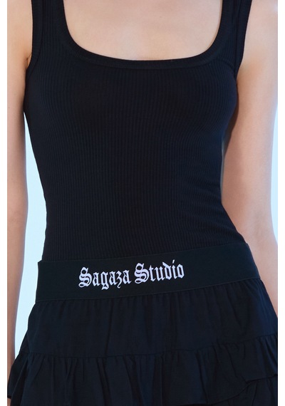 Sagaza Studio Ss6006 Jessıca Fırfır Detaylı Mini Elbise Siyah