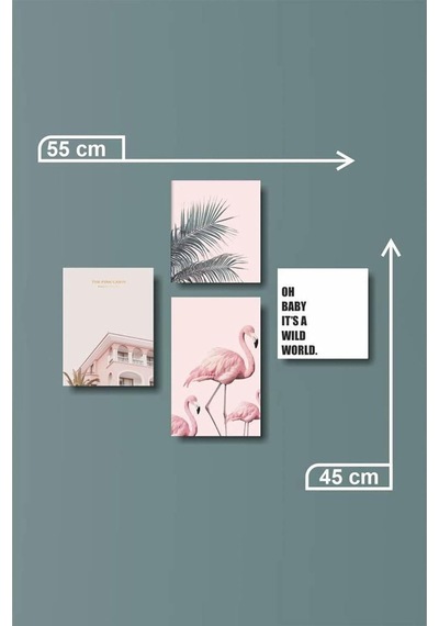 4 Parça Dekoratif Mdf Tablo Seti Çerçeve Görünümlü Dekolıadko102