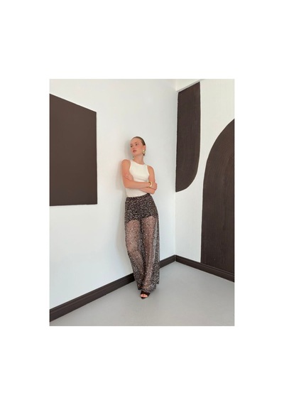 Verymoda Pullu File Pantolon D3134 Koyu Kahve