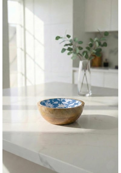Mango Agacı Sunum Servis Kasesi & Dekoratif Kase 20 Cm Desenli Kahverengi