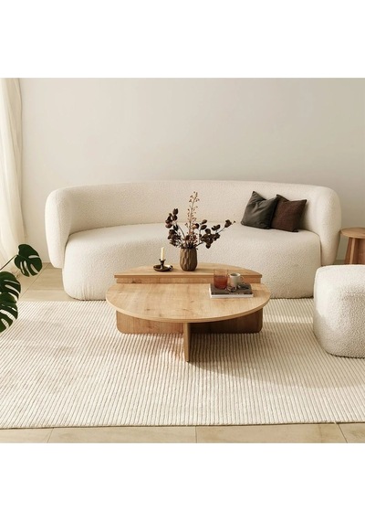 Cool, Yeni Nesil Modern 2 Parça Orta Sehpa, Natural