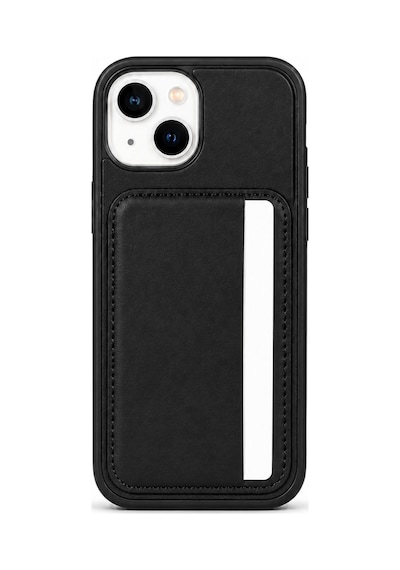 Cardx İphone 15 Uyumlu Vegan Deri Kartlıklı Kamera Korumalı Kılıf Siyah