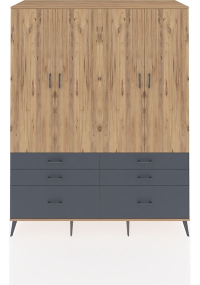 Kronos Gardrop 8 Raflı 6 Çekmeceli 4 Kapaklı 176x59x221 Çam-çam/antrasit Çam/antrasit Kronos Gardrop 8 Raflı 6 Çekmeceli 4 Kapaklı 176x59x221 Çam-çam/antrasit Çam/antrasit