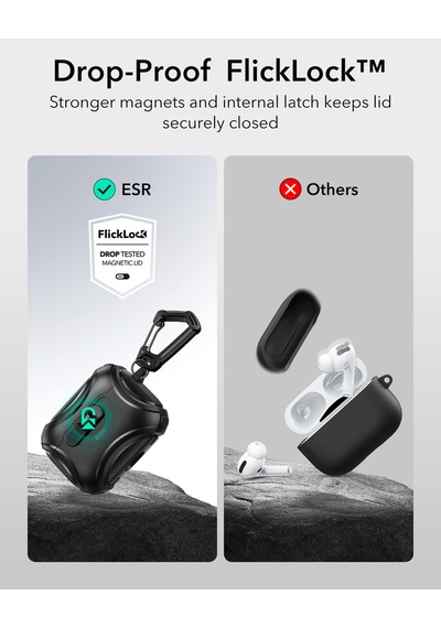 Apple AirPods Uyumlu Pro 3 2025 Cyber Flicklock Manyetik Kılıf Siyah