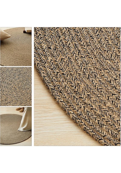 Ocean Home Textile Siyah Kırçıllı Jüt Halı Kilim 120 CM