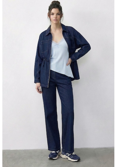 Shade Kadın Fermuarlı Belden Bağlamalı Cep Detaylı Denim Alt-üst Takım 60597 60286011 - Lacivert Shade Kadın Fermuarlı Belden Bağlamalı Cep Detaylı Denim Alt-üst Takım 60597 60286011 - Lacivert