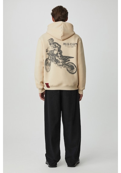 Grımelange Edgar  Erkek Yumuşacık Kapüşonlu Oversize Bej Sweatshirt