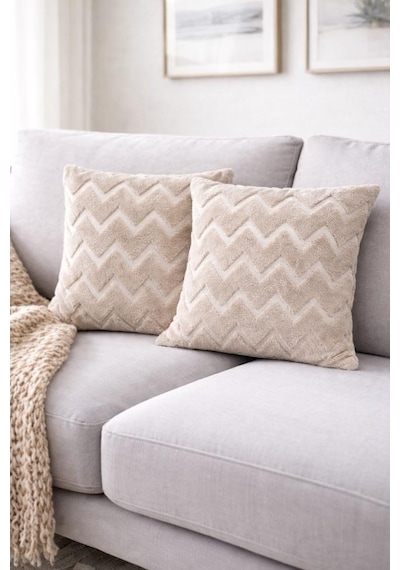 Linen Bohem Soft Punch Vizon Kırlent Kılıfı 2 Adet 43x43 Vizon