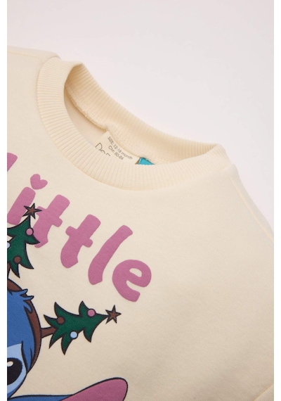 DeFacto Kız Bebek Disney Lilo & Stitch Bisiklet Yaka İçi Yumuşak Tüylü Kalın Sweatshirt D6677A524WNER99 Ekru