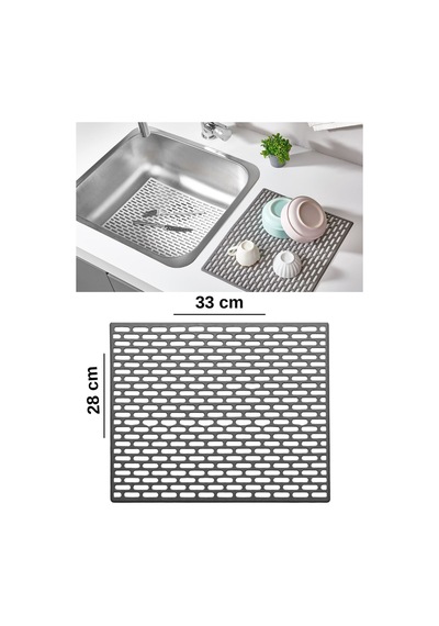 Dikdörtgen Silikon Lavabo Buzluk Matı 33x28 Cm Gri Renk 1 Adet M-115 Silikon Gri Diğer