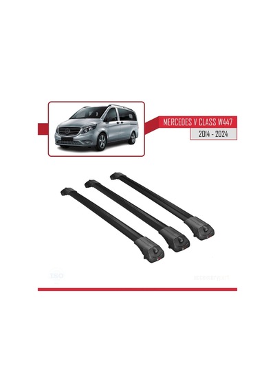 Mercedes V Class W447 2014 Ve Sonrası İle Uyumlu Ace-1 Ara Atkı Tavan Barı Siyah 3 Adet Bar