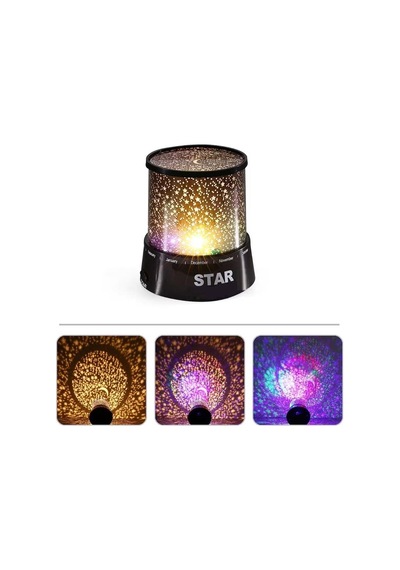 Sepetegelsin Yeni Moda Renkli Yıldızlar Led Gece Işığı Siyah