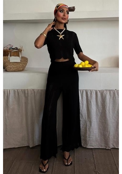Veraura Lifestyle Triko Bluz Pantolon İkili Takım 10084-025 siyah