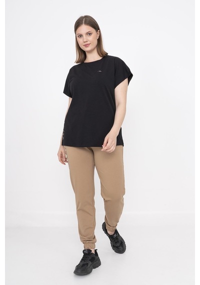 Maraton Sportswear Büyük Beden Kadın Lastik Paça Basic Açık Vizon Eşofman Altı 21171-açık Vizon Açık Vizon