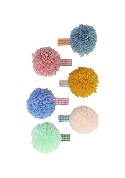 Meri Meri - Big Pom Pom Hair Clips - Ponponlu Büyük Tokalar Çok Renkli