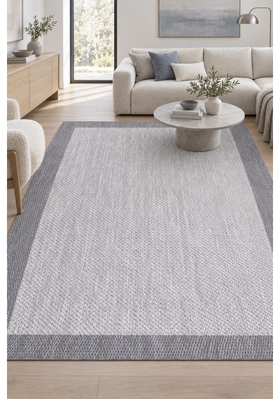 Kasen Gri Modern Sisal Görünümlü Robot Süpürge Uyumlu Mutfak Oturma Odası Koridor Halısı