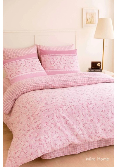 Çift Kişilik Pamuklu Nevresim Takımı Romantic Pink Çiçekli Çok Renkli