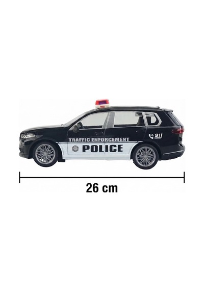 1:16 Ölçekli Şarjlı Bmw X7 2.4 Ghz Full Fonksiyon Uzaktan Kumandalı Işıklı Polis Aracı Siyah