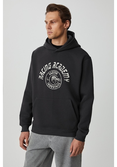 Grımelange Edgar Erkek Yumuşacık Kapüşonlu Oversize Antrasit Sweatshirt