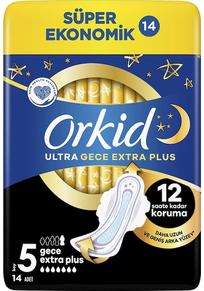 Orkid Ultra Ekstra Gece Ekstra Plus Hijyenik Ped 14 Adet