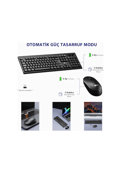 Lecoo KW210 Kablosuz Türkçe Q Klavye & Mouse Set