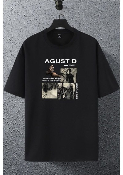 Unisex Kadın Erkek Agust D Bts Baskılı Oversize T-shirt Siyah Mck1993 Siyah
