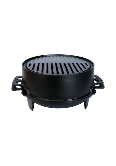 Lava Döküm Mangal Izgara Set Döküm Demir Ø 36cm - Siyah