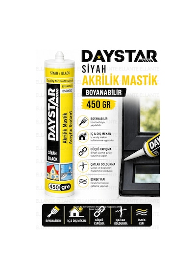 Siyah Akrilik Mastik 450 Gr Boyanabilir Dolgu Mastiği İç Dış Mekan Çatlak Ve Boşluk Dolgu Yüksek Kal Çok Renkli