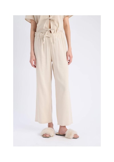 DeFacto Pijama Takımı Keten Kısa Kollu Üst Esnek Belli Alt-Fall in Love E3571AX25SPBG778