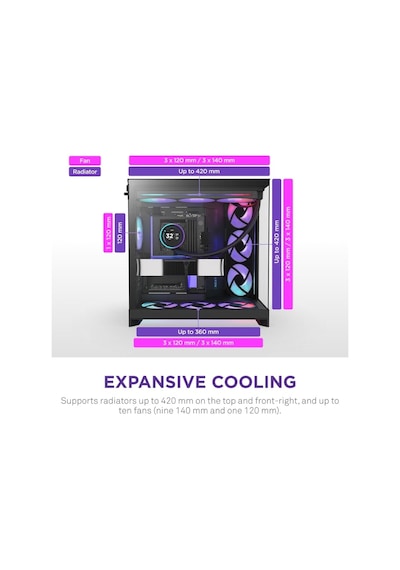 Nzxt H Series H9 Flow Rgb+ Cm-h92fb-p1 Siyah Atx Mid Tower Gaming Akak0nzx0063