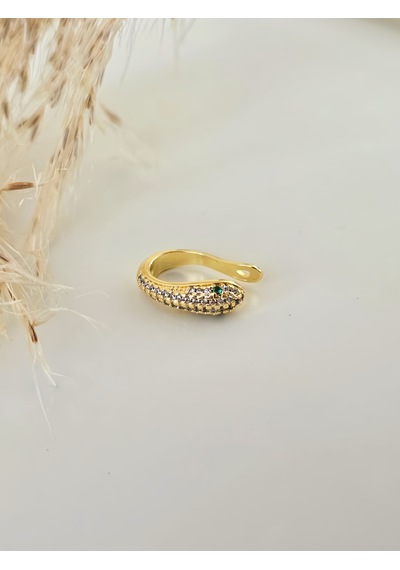 Minimal Yılan Model Taşlı Kıkırdak Cuff Gold Renk Küpe Gold