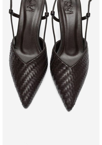 Luvi Shoes Mavero Kahverengi Örgü Kadın Topuklu Ayakkabı