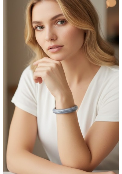 Caş Dekorasyon Gri Renk Mika Bileklik Gri