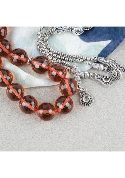 Orijinal Zultanit Taşı Metal İmameli Basık Küre Kesim 12x13mm Tesbih