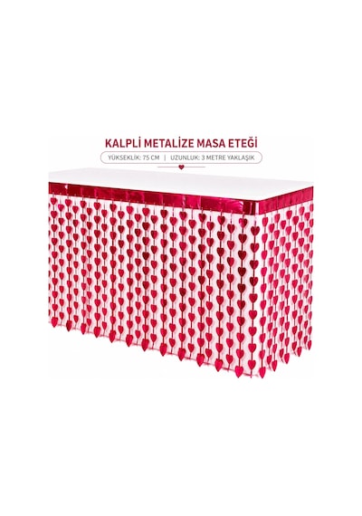 Kalpli Metalize Masa Eteği Kırmızı 75x300 Cm "