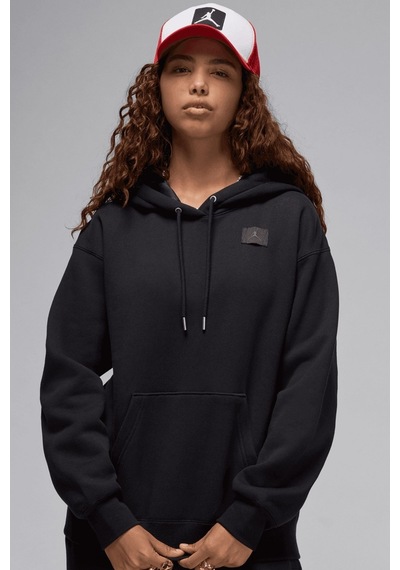 Nike Jordan Flight Fleece Po Loose Fit Womens Hoodie Kadın Kapüşonlu Sweatshirt Siyah Siyah