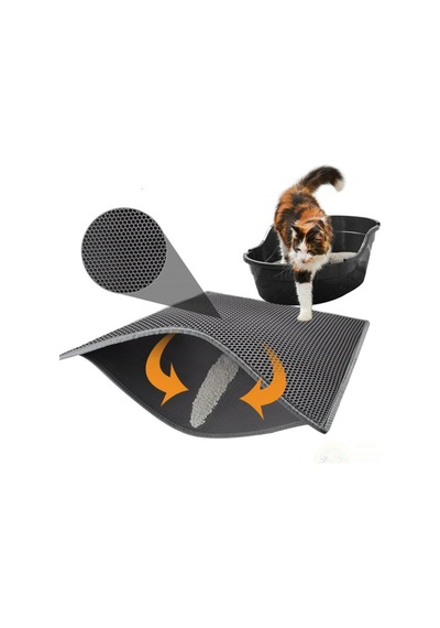 Lunaev Kedi Tuvalet Önü Kum Toplayıcı Temizleyici Elekli Gri Paspas
